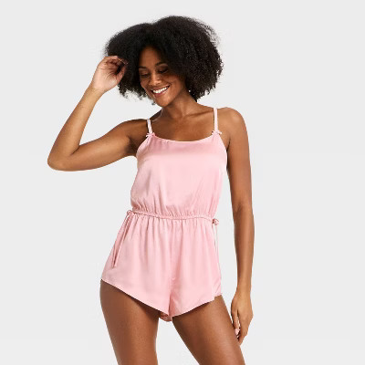 Women's Luxury Collection Satin Romper - Auden™ Pink XS | Target