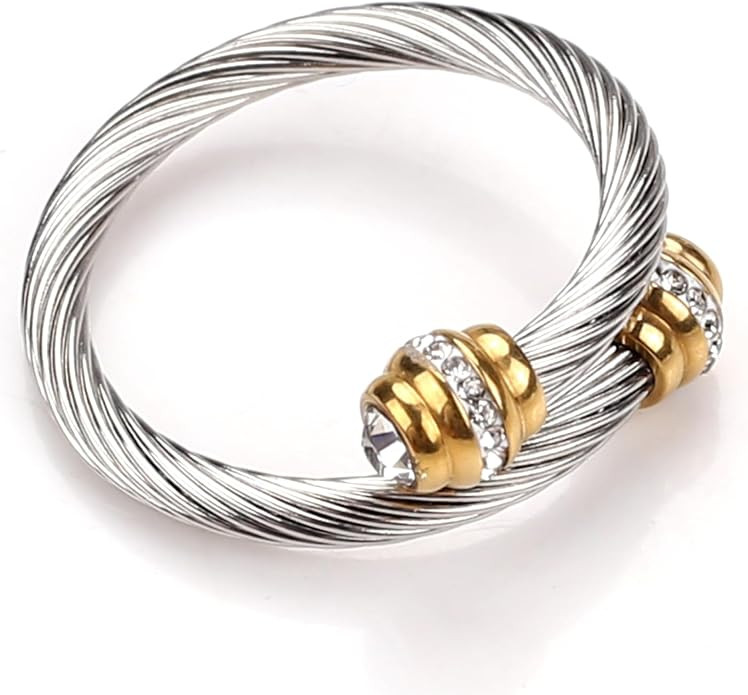 Birthstone Rings for Women Cable Nail Ring Open Adjustable Stackable Cubic Zirconia Vintage Desig... | Amazon (US)