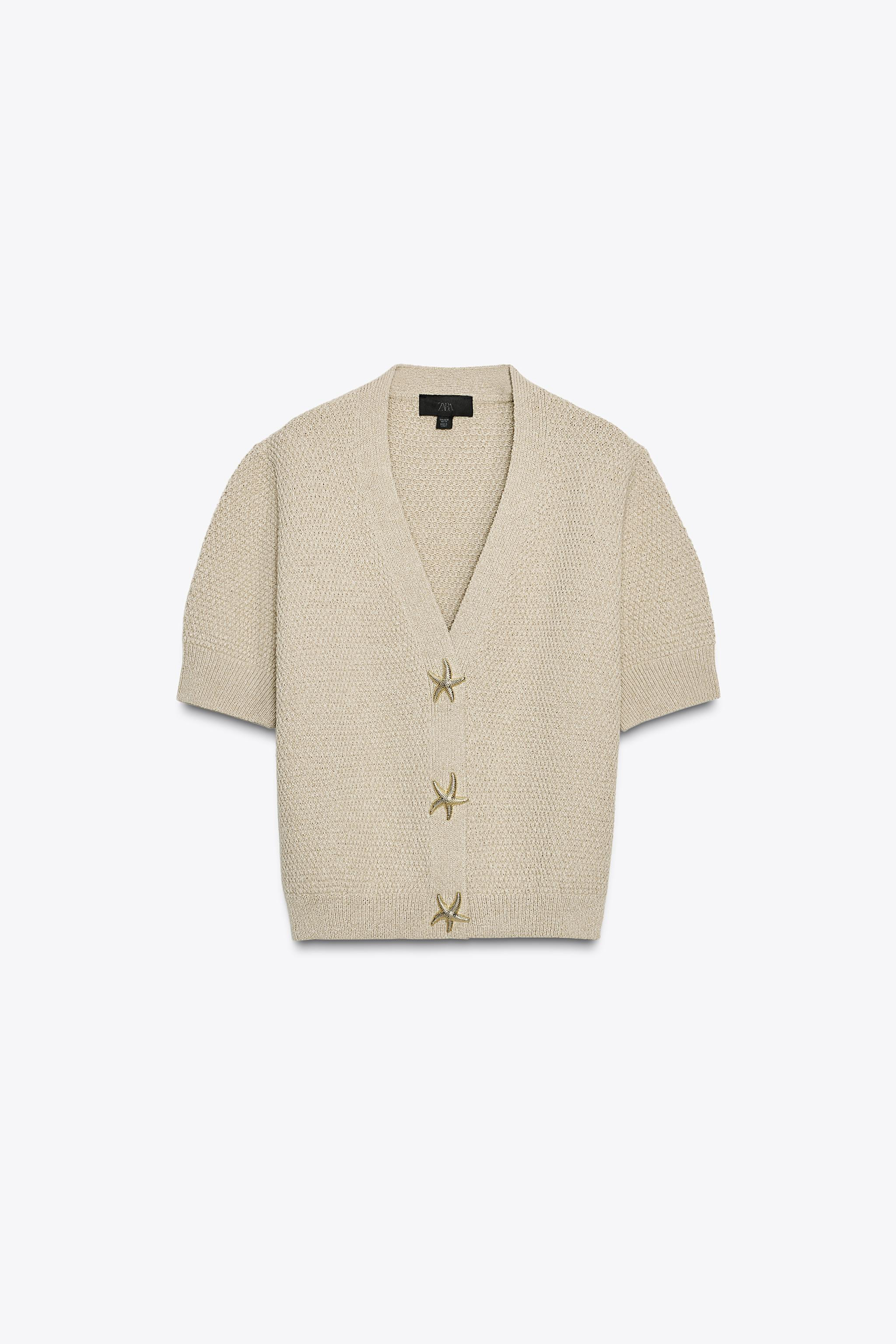 STAR BUTTON TEXTURED KNIT CARDIGAN | Zara UK