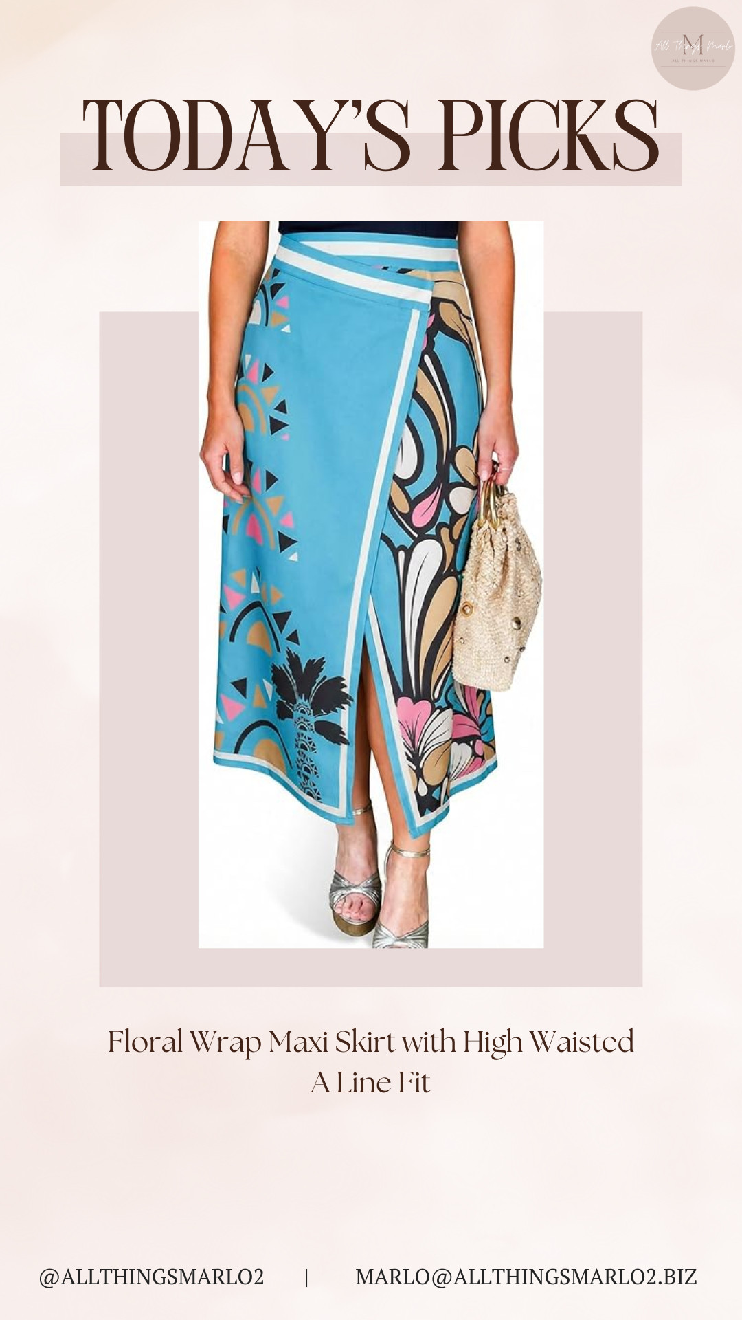 Floral Wrap Maxi Skirt with High Waisted A Line Fit 

 #LTKootd #LTKWorkwear #LTKTravel