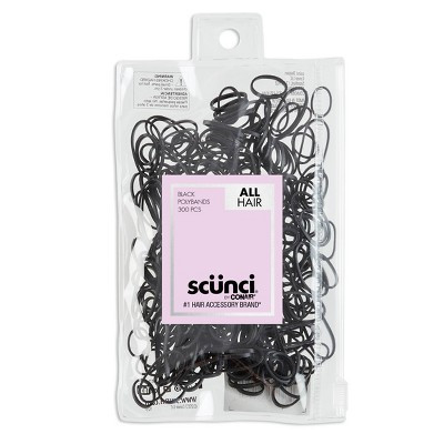 scünci Mixed Size Polyband Elastic Hair Ties - Black - 300pcs | Target