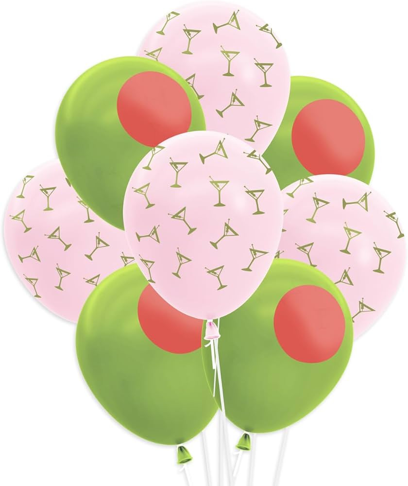 xo, Fetti Dirty Martini Latex Balloons - 24 pk, 12" | Olive Cocktail Decorations, Pink Bacheloret... | Amazon (US)