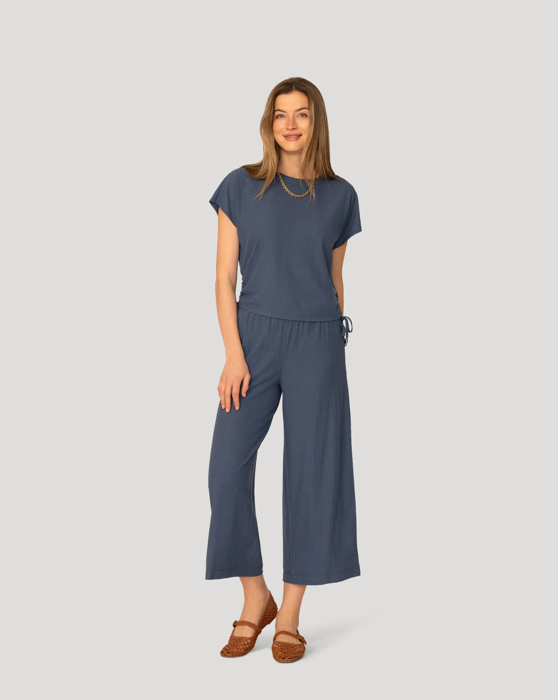 Triple Rib Shirred Top and Pant Set | Cable & Gauge