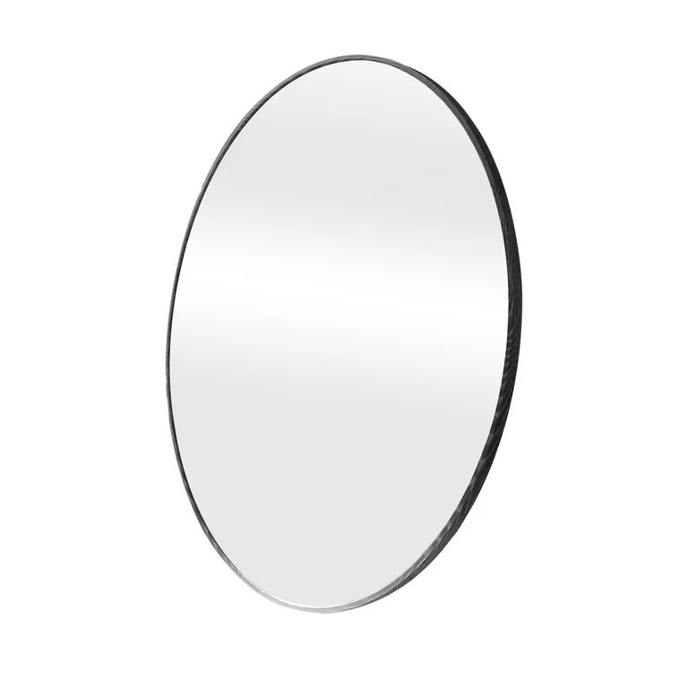 Mainstays 30-inch Round Wall Mirror, Modern Black Wood Finish | Walmart (US)