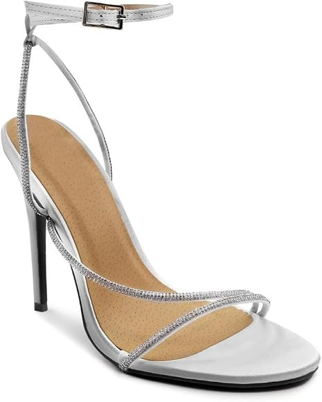 Womens High Heels Diamante Strappy Open Toe Stiletto Heel Ladies Evening Wedding Bridesmaid Occas... | Amazon (UK)