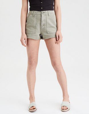 Super High-Waisted Utility Denim Short Short | American Eagle Outfitters (US & CA)