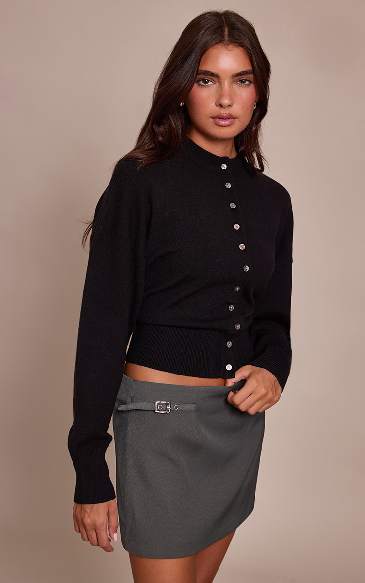 Black Compact Knitted Cardigan | PrettyLittleThing UK