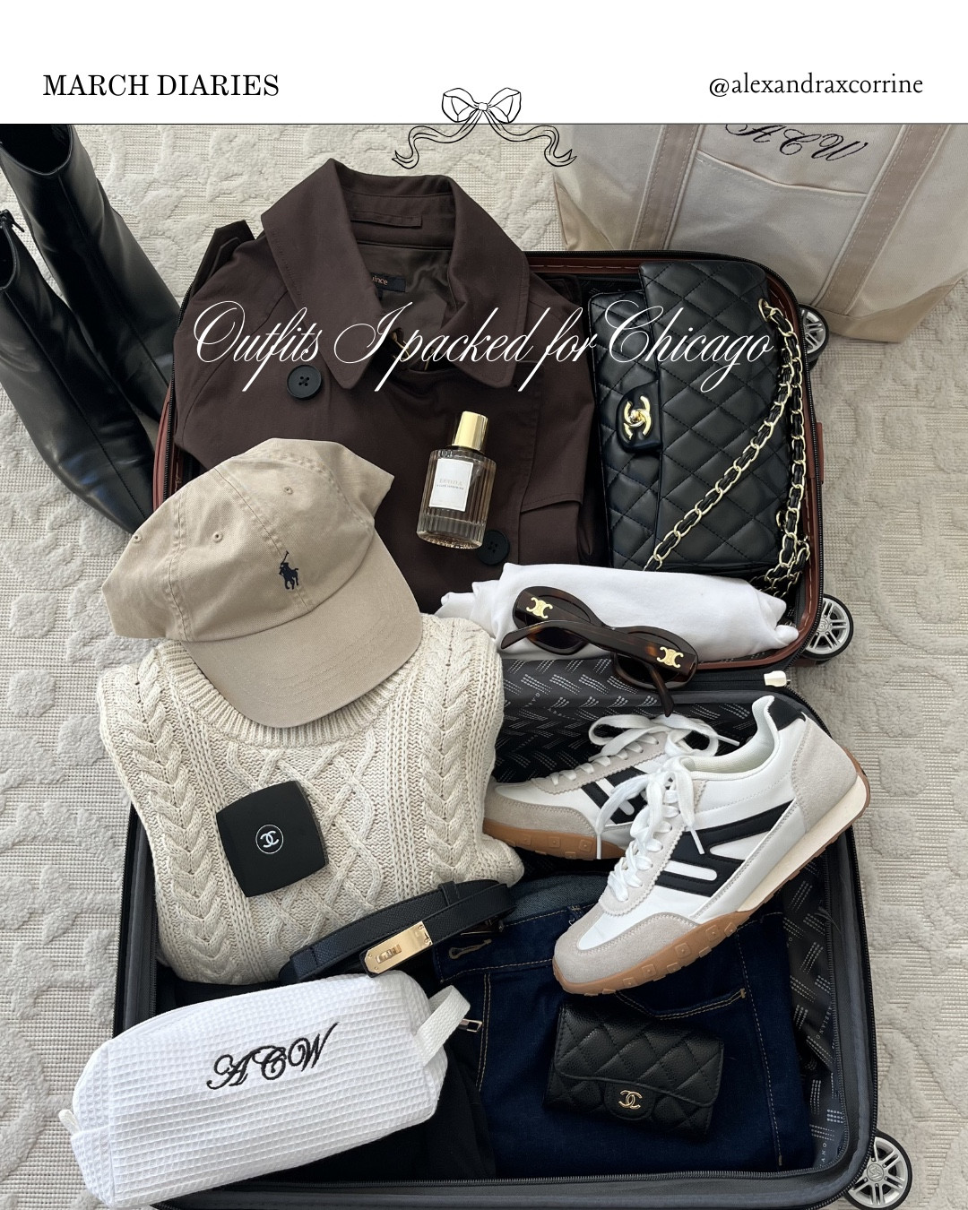 Some outfits that I packed for my long weekend trip to Chicago 🧥

#springoutfitinspo #classicchic #chicliving #moodboardaesthetic #pinterestinspo 

[ spring Chicago outfit ideas, what I packed, what’s in my bag, aesthetic suitcase trend, classic chic style, outfit of the day inspo, Pinterest mood board aesthetic ]

#LTKTravel #LTKSeasonal #LTKootd