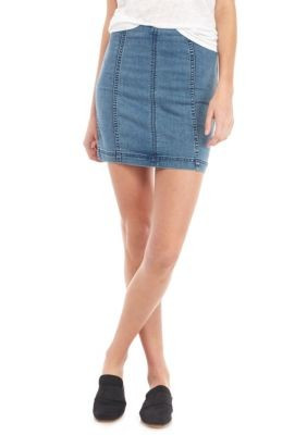 Free People Women's Denim Modern Femme Skirt, Light Blue, 0 | Belk