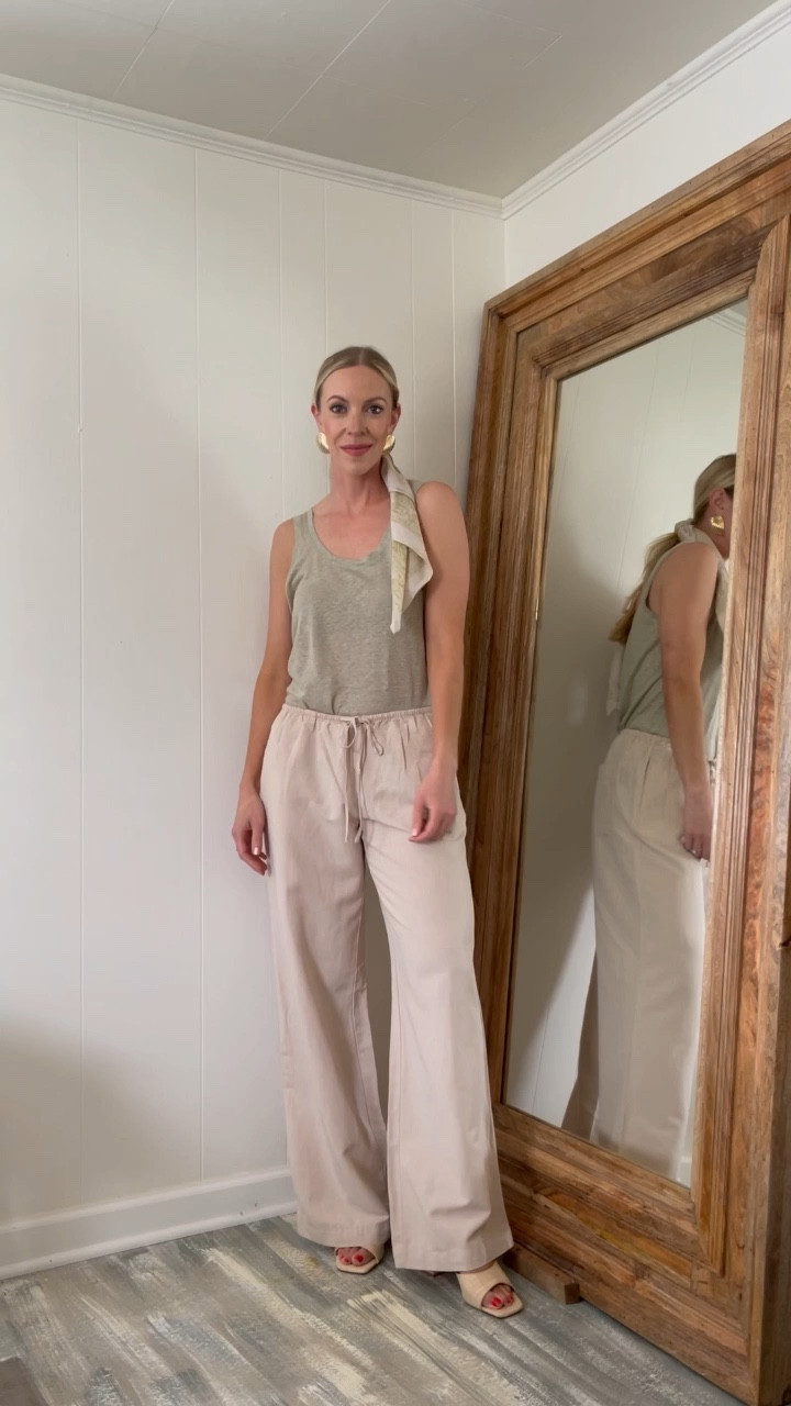 Affordable summer outfit idea - nothing is over $35!

H&M fashion, linen pants, linen tank top, hair scarf, straw mules

#LTKstyletip #LTKunder50 #LTKshoecrush