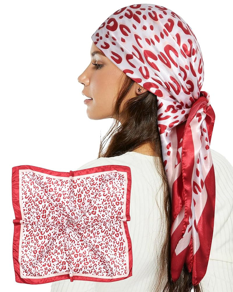 AWAYTR 35” Satin Head Scarf for Women Like Silk Scarf Hair Bandanas Women Large Square Neck Sca... | Amazon (US)