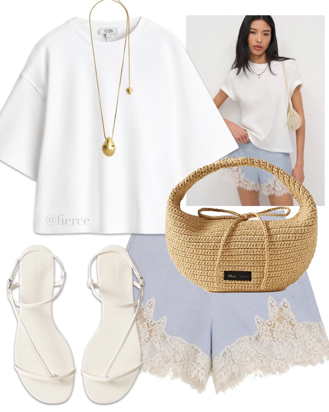 Blue linen lace shorts Khaite raffia bag oversized white tshirt

#LTKsummer #LTKeurope #LTKuk