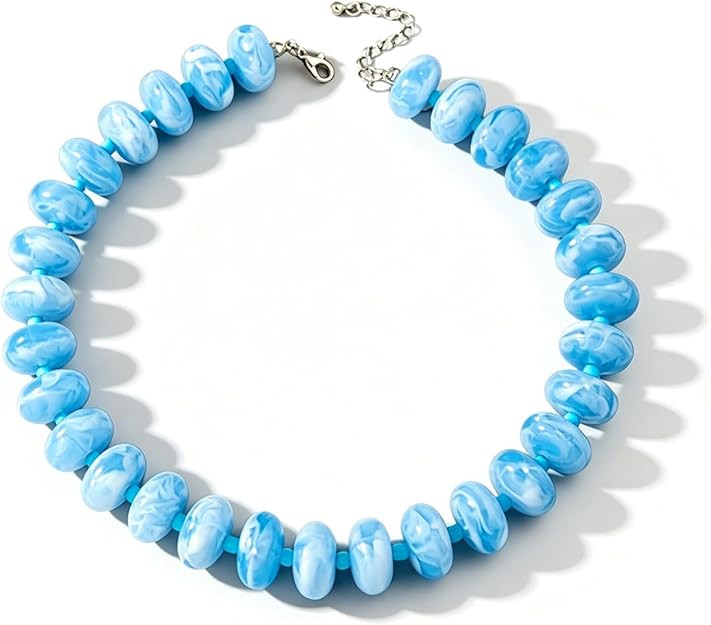 Colorful Beaded Necklace for Women Chunky Beaded Choker Necklaces Summer Beach Boho Beads Stateme... | Amazon (US)