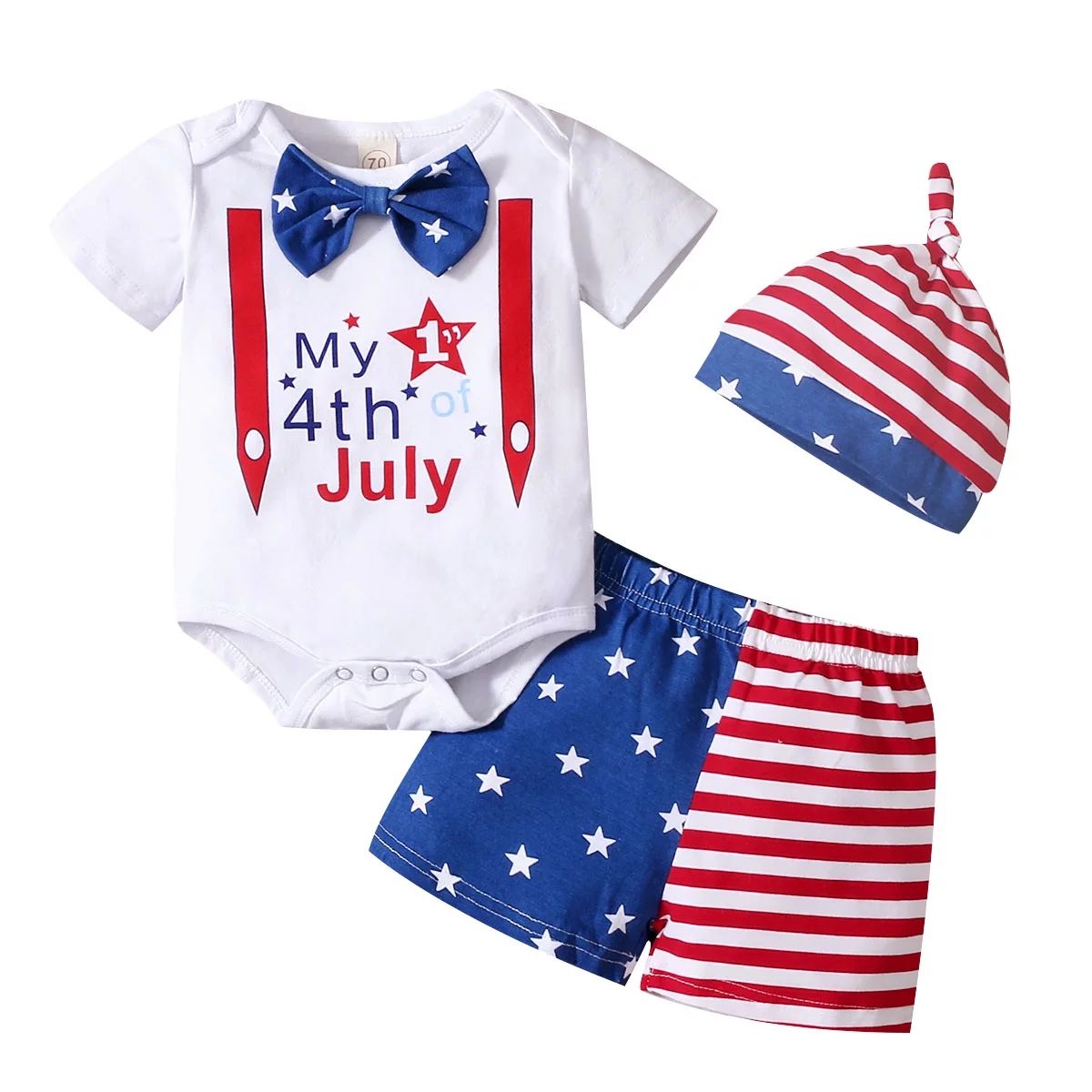 Hirigin Baby Girls Boys My First 4th of July Romper American Flag Shorts Hat Summer Outfits | Walmart (US)
