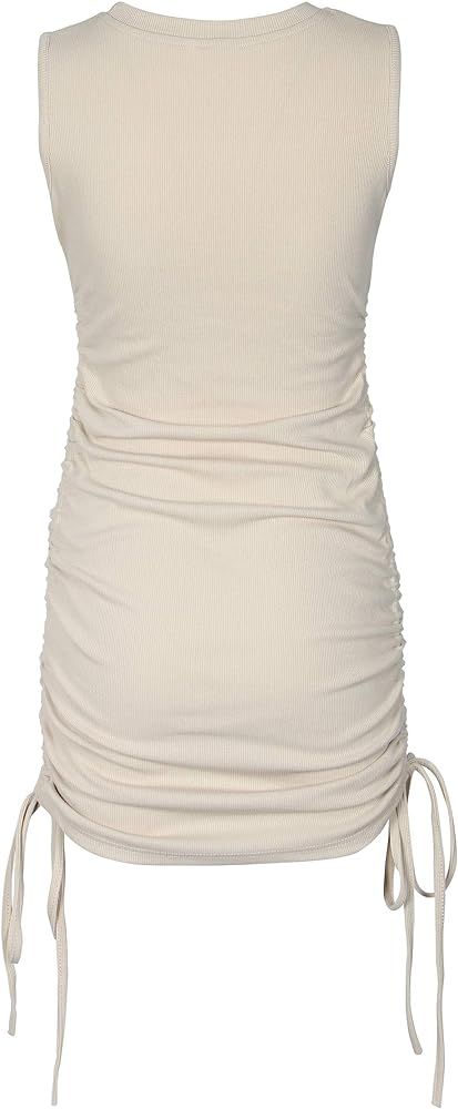 PALINDA Women's High Neck Ribbed Fitted Short Dresses Ruched Tank Sleeveless Bodycon Mini Dress Nigh | Amazon (US)