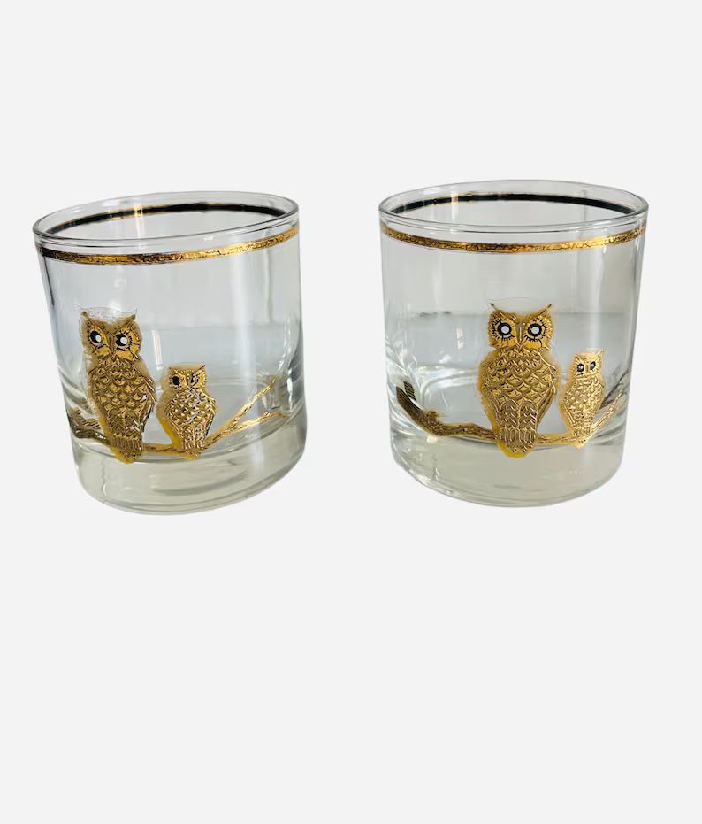 Culver Set of Rare MCM Owl Whiskey Glasses 22kt - Etsy | Etsy (US)