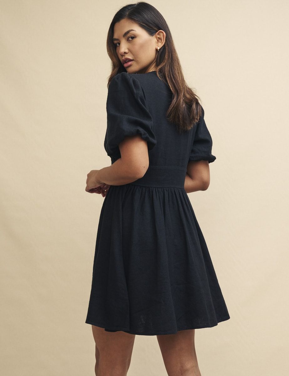 Black Linen-blend Starlight Mini Dress | Nobody's Child