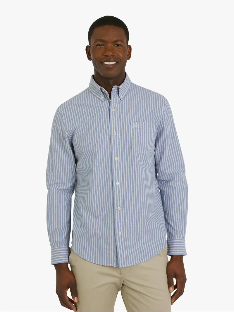 Chaps Men's and Big Men's Seacoast Wash Long Sleeve Oxford Woven Shirt, Sizes S-3XL | Walmart (US)