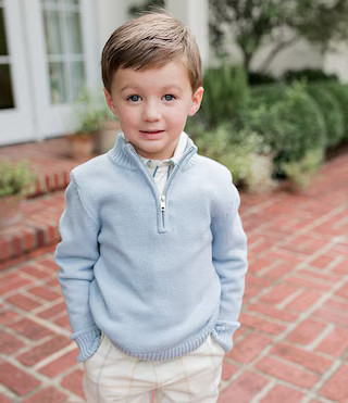 Edgehill Collection x The Broke Brooke Little Boys Cameron Quarter Zip Sweater | Dillard's | Dillard's