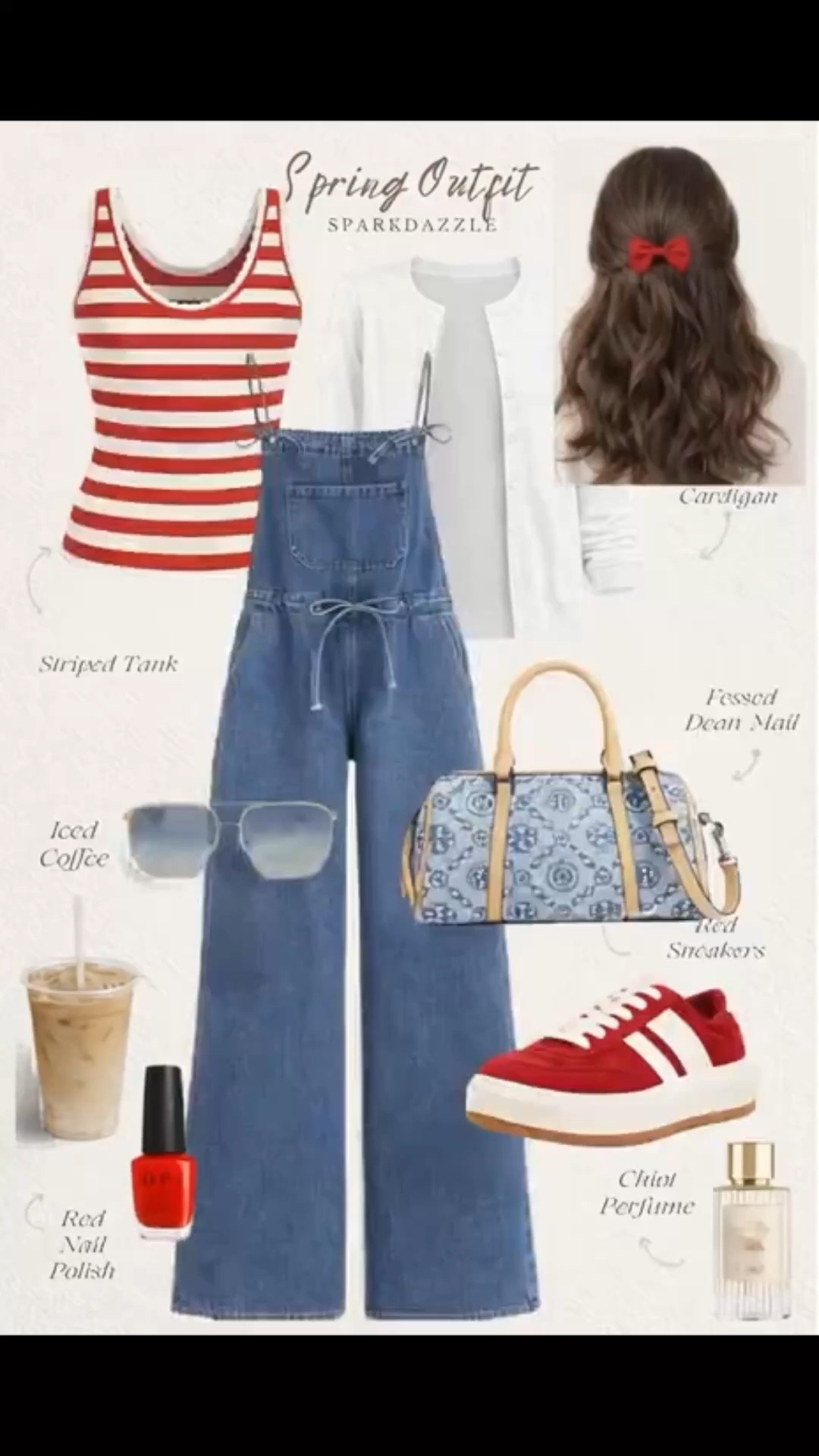 Effortlessly Cute Spring Outfit 🌸❤️ Casual + Chic Vibes This red and white striped tank layered under denim overalls is giving the perfect mix of playful and put-together 💫 Paired with a lightweight cardigan, bold red sneakers, and statement accessories—this look is ideal for spring days, coffee runs, or casual outings. The pop of red ties everything together while the denim keeps it laid-back and trendy. Spring outfits don’t have to be complicated—this one is comfy, flattering, and so easy to recreate! #springoutfits #springstyle #casualchic #denimoveralls #everydayoutfit #outfitinspo #amazonfashion #cuteoutfits #effortlessstyle #momstyle #streetstyle #springfashion #outfitideas #ootd #casualoutfit #comfystyle #trendingoutfits #simpleoutfit #fashioninspo #springlooks