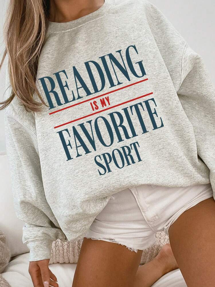 EMERY ROSE Plus Size Vintage Book Sweatshirt, Crew Neck Sweatshirt,Reading Sweatshirt, Booklover ... | SHEIN