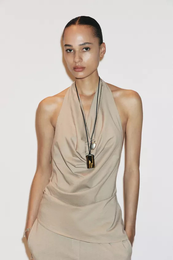 DYED EFFECT HALTER TOP | Zara UK