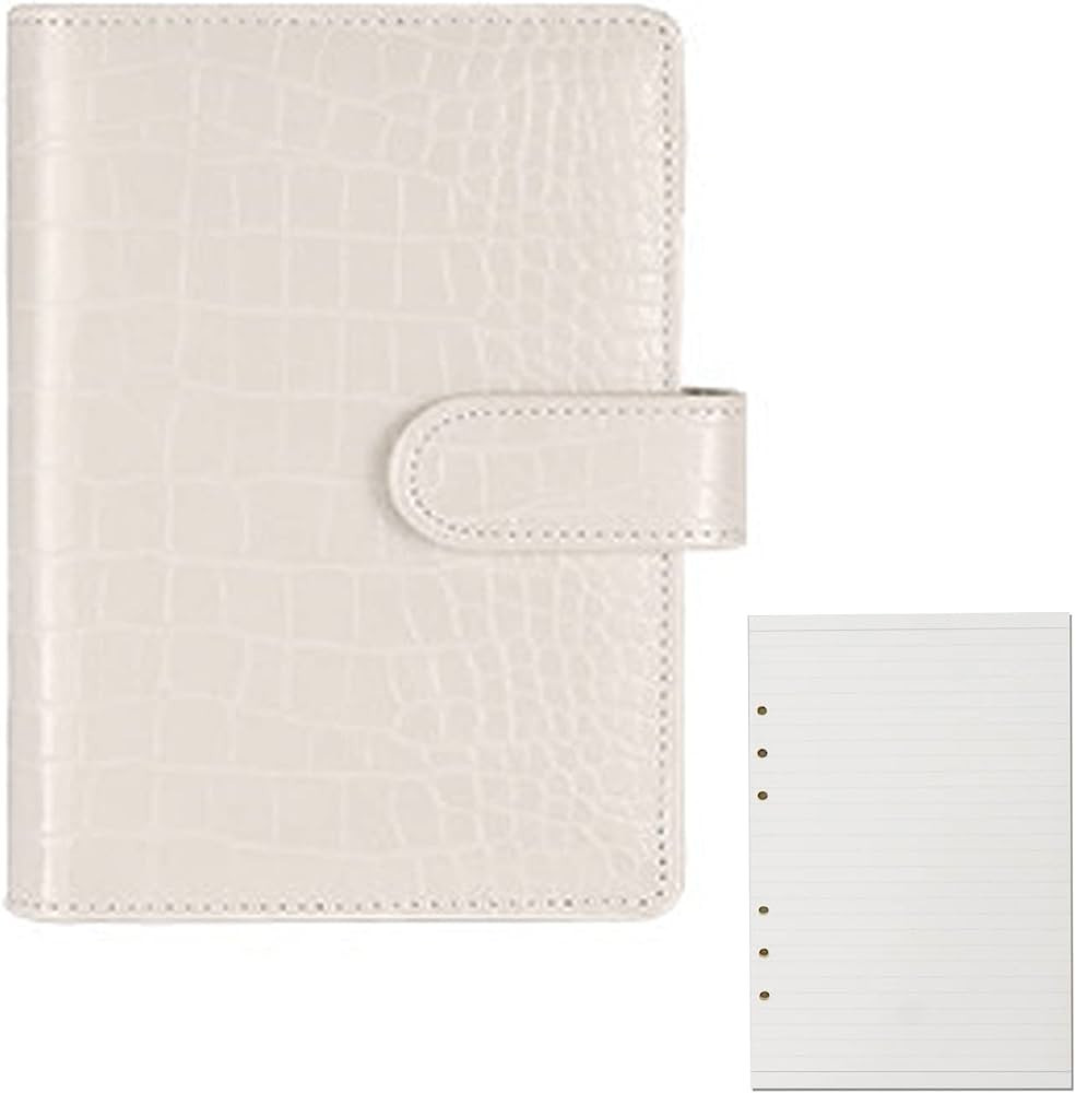 A5 Leather 6 Ring Binder - Crocodile Pattern Planner Cover Refillable with 90 Lined Sheets for Bu... | Amazon (US)