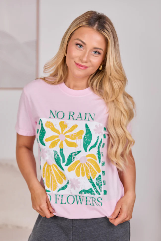No Rain No Flowers Light Pink Graphic Tee SALE | Pink Lily