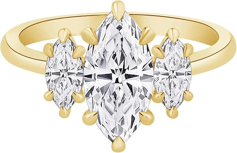 0.5 to 3 Carat Three Stone GIA Certified Round Natural Diamond Engagement Ring 14K Yellow Gold (D... | Amazon (US)