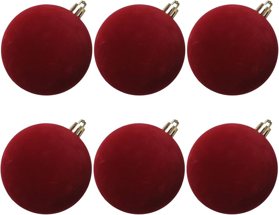 Senjie 4inch Christmas Tree Ornaments Velvet Balls,6pcs Flocked Decoration Balls Ornaments Sets f... | Amazon (US)