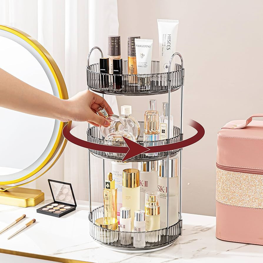 INVSSENE 360° Rotating Makeup Organizer, Bathroom Make Up Spinning Holder Rack, Large Capacity C... | Amazon (US)
