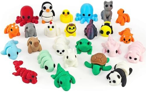 25 pcs Animal Figurines, 3D Printed Animal Figurines Set, Articulated, Party Favors, Pocket Fidge... | Amazon (US)