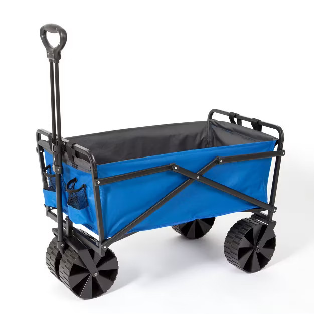 Seina Manual 150 Pound Steel Frame Folding Garden Cart Beach Wagon, Blue/Gray | Target