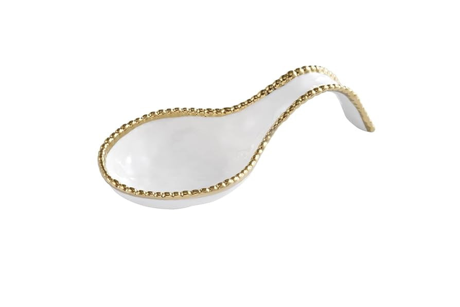 Pampa Bay Golden Salerno Titanium-Plated Porcelain Spoon Rest, 9.5 x 4in | Amazon (US)