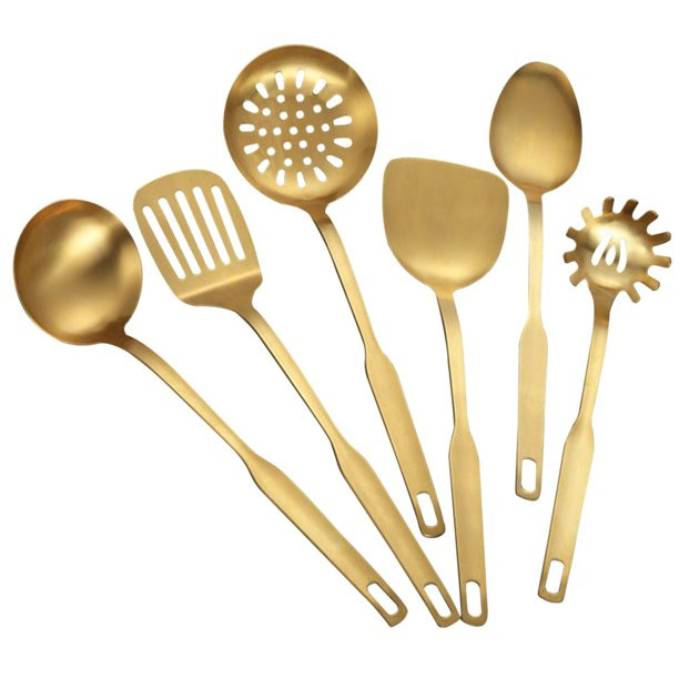 PURATEN 6PCS Stainless Steel Kitchen Cooking Utensil Set Serving Tools Colander Spatula Spoon - W... | Walmart (US)