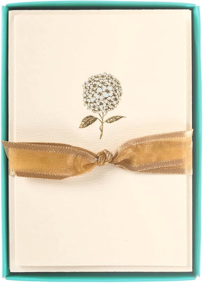 Graphique Hydrangea La Petite Presse Boxed Notecards - 10 Embellished Gold Foil Blank Cards with ... | Amazon (US)