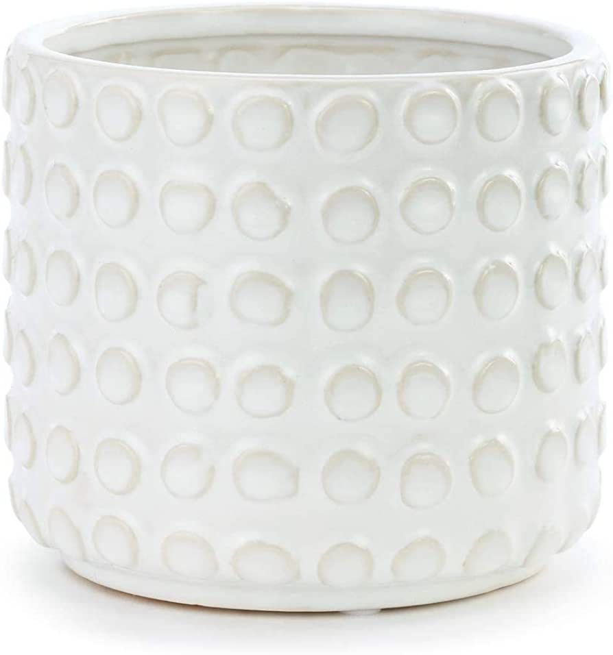 Dimple Glossy White 6 x 6 Ceramic Stoneware Decorative Container Vase Planter | Amazon (US)