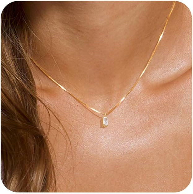 FUNEIA Diamond Necklaces for Women 14K Gold Plated Emerald Birthstone Necklace for Women Mothers ... | Amazon (US)