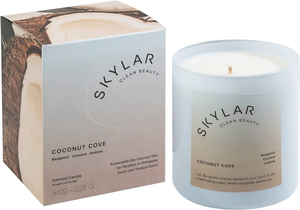 Skylar Coconut Cove Candle, Non-Toxic Clean-Burning Candles with Soy Coconut Wax, Fresh Soy Candl... | Amazon (US)