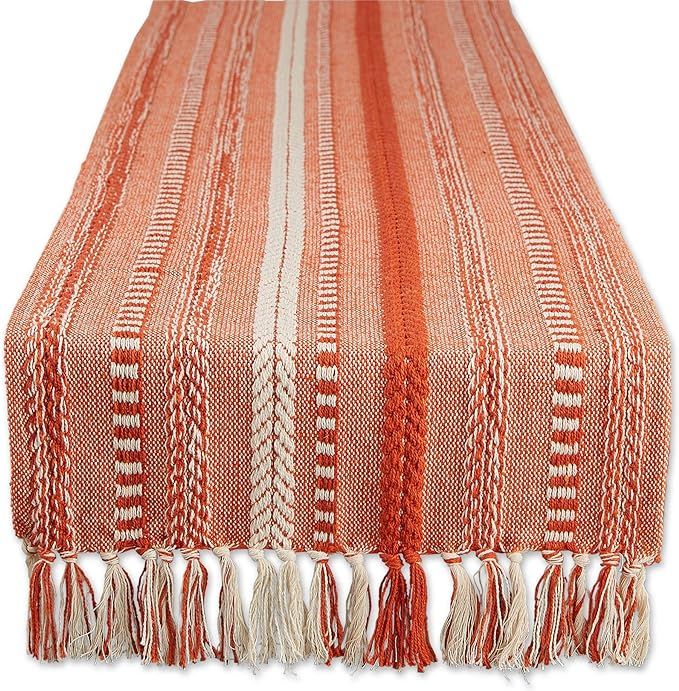 DII Farmhouse Braided Stripe Table Runner Collection, 15x108, Vintage Red | Amazon (US)