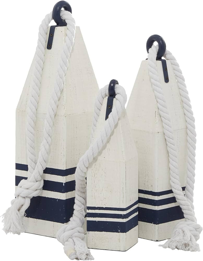 Deco 79 Wood Buoy Handmade Decorative Sculpture Home Decor Statues with Rope Accents, Set of 3 Ac... | Amazon (US)