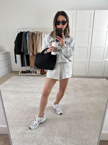 Laid-back outfits to get you out the door. My favorite Anine Bing sweatshirt. These run TTS. Three are also my fav leisure shorts. So comfy and flattering. 

Anine Bing sweatshirt xs
Madewell shorts Small. I sized up for a comfy fit. 
New balance 530’s sneakers 4.5 men’s. 
Naghedi mini
YSL sunglasses 

#LTKSeasonal #LTKitbag #LTKshoecrush