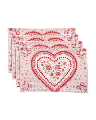 Set Of 4 Doily Heart Placemats | Cotton | Marshalls