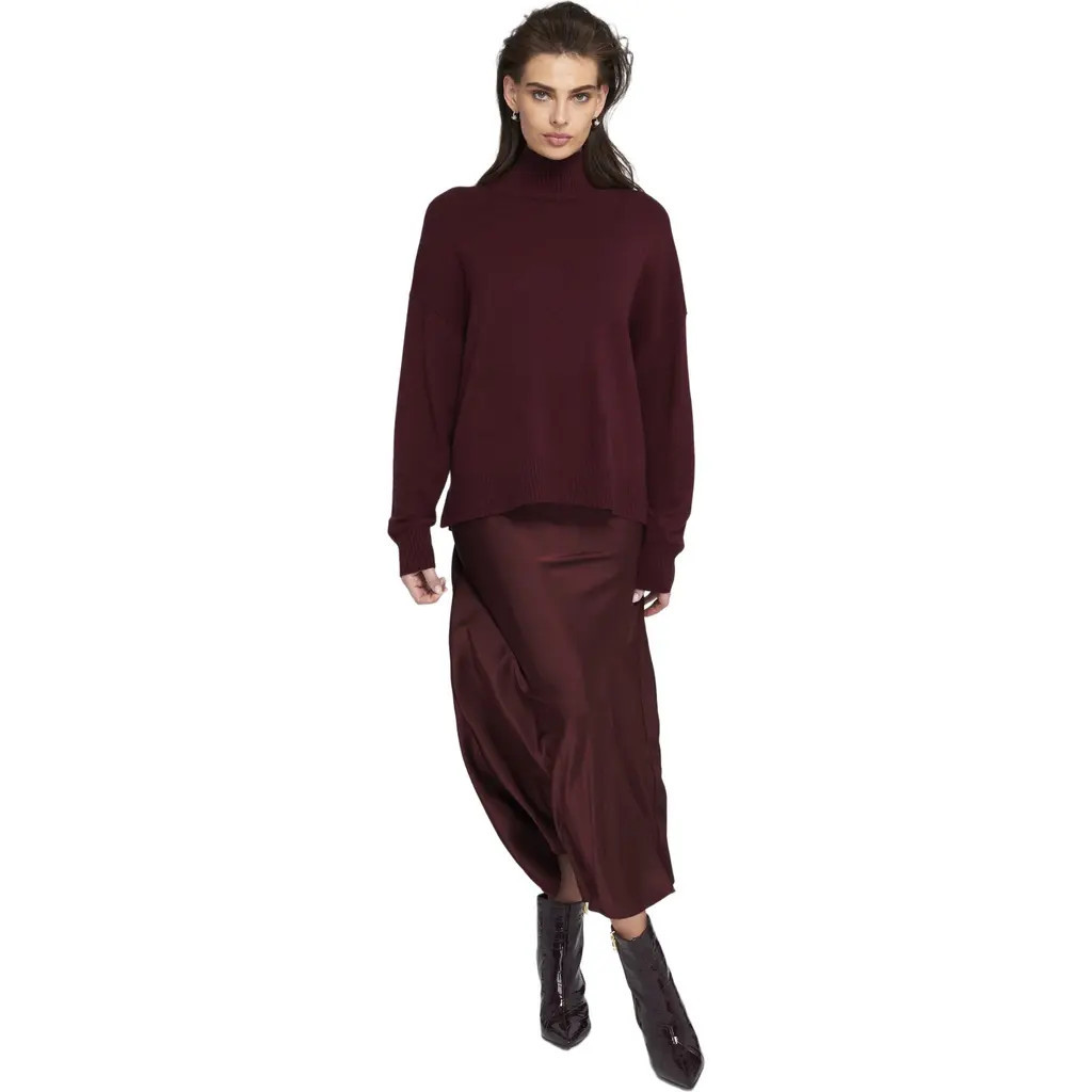 ELLE Collection Turtleneck Sweater Pullover in Wine at Nordstrom, Size X-Large | Nordstrom