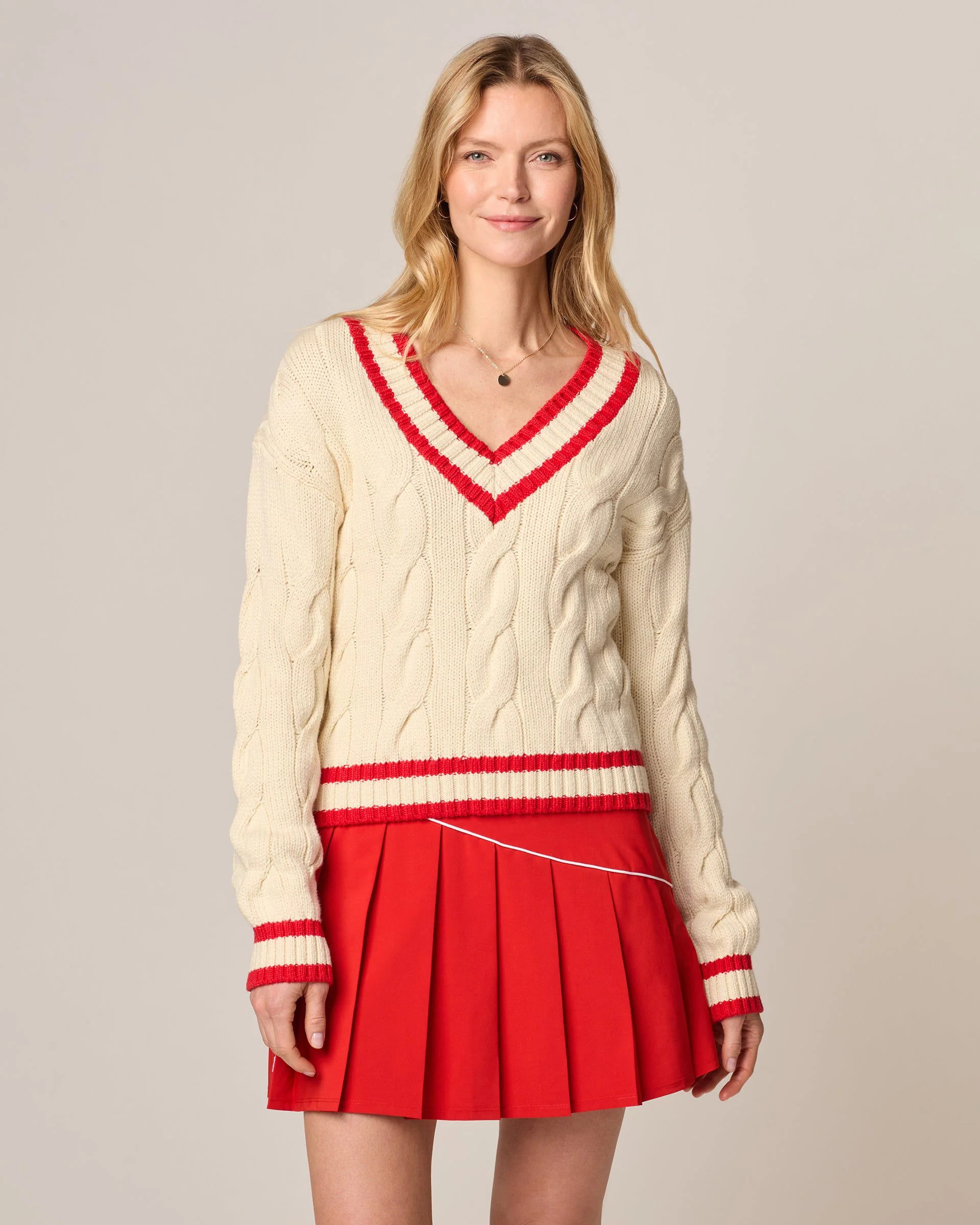 Varsity Cable Knit Cotton Sweater | johnnie O