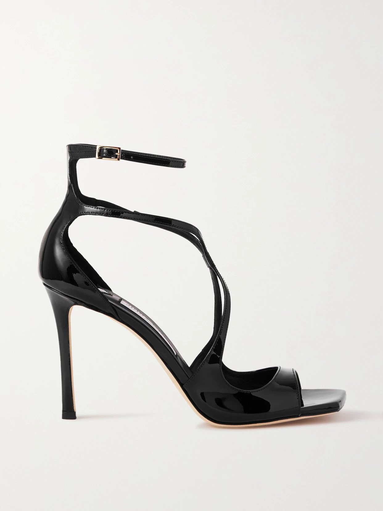 Jimmy Choo - Azia 95 Patent-leather Sandals - Black | NET-A-PORTER (UK & EU)