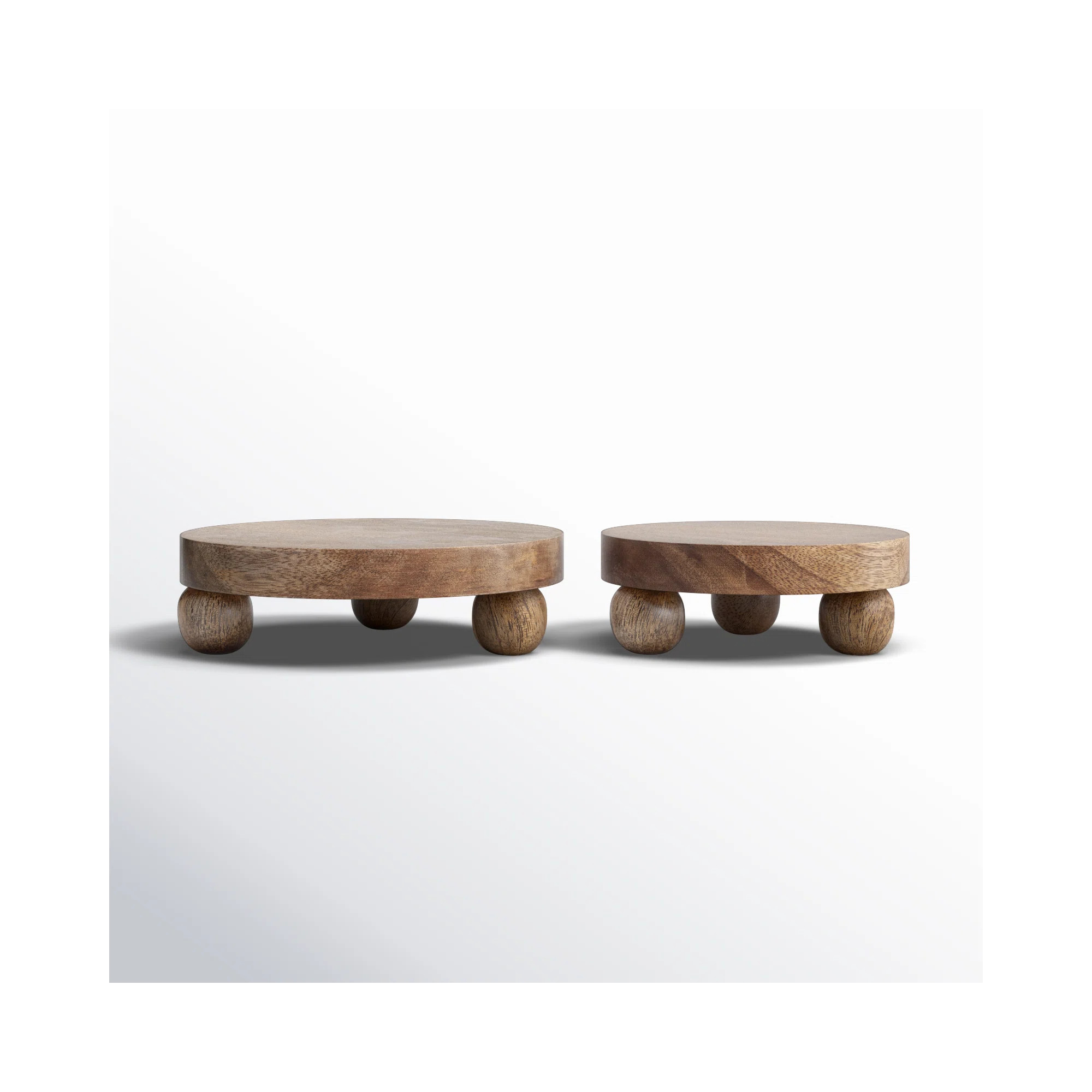 Round Wood Set Of 2 Riser Trays - 10.0" x 10.0" x 3.0" | Joss & Main
