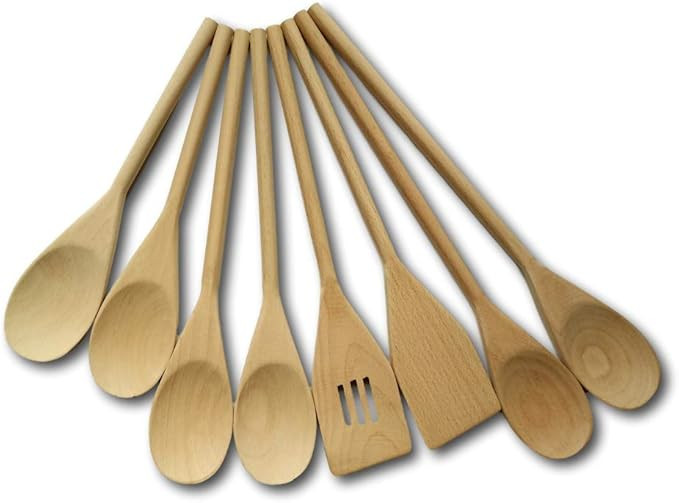 Wooden Spoon Utensil Set Cooking Spoons and Spatulas, Durable Eco-friendly 8pcs Kitchen Tools | Amazon (US)
