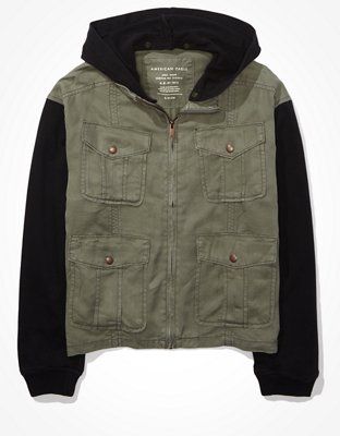 AE Fleece Sleeve Military Jacket | American Eagle Outfitters (US & CA)