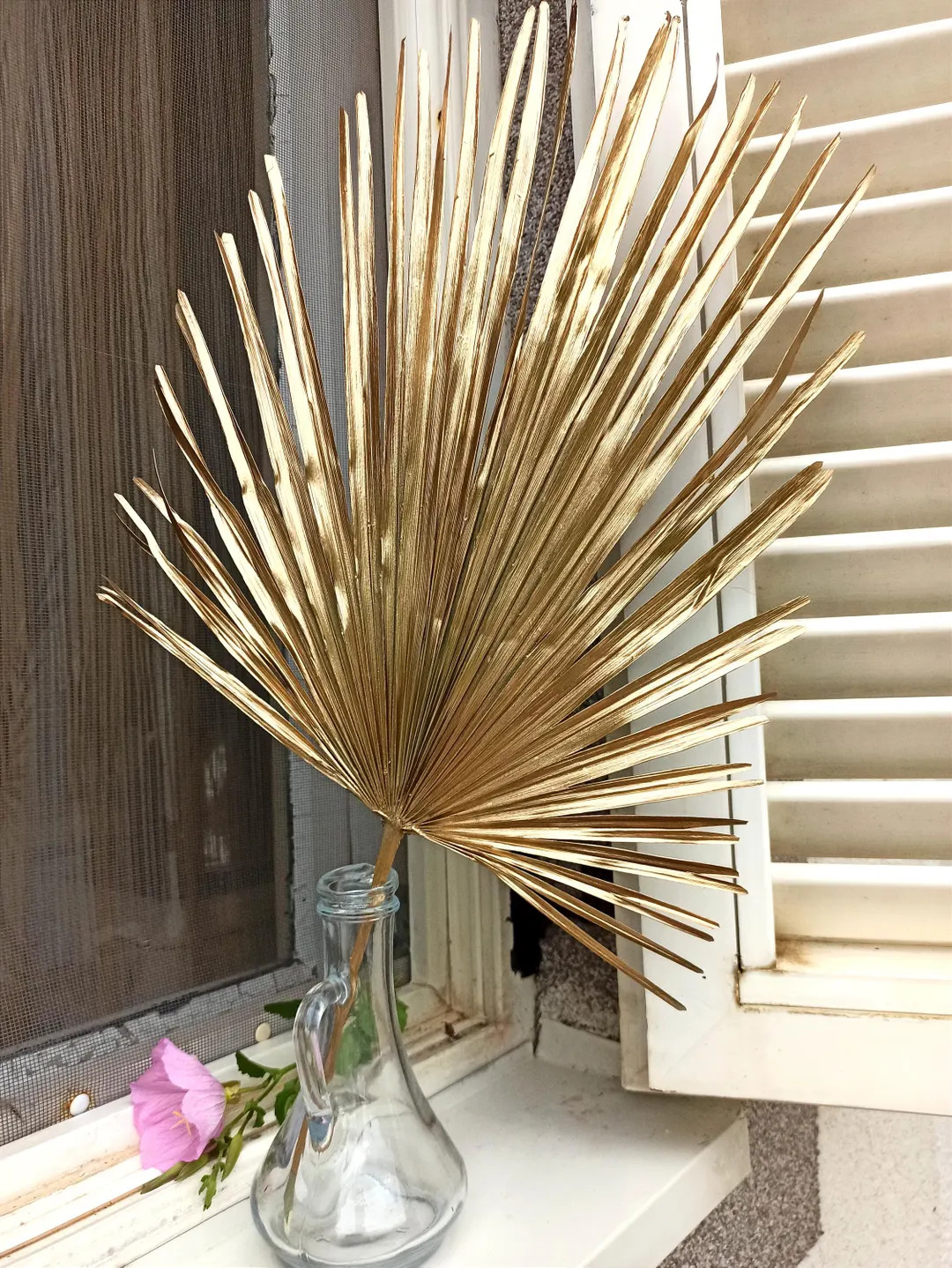 GOLDEN Dried Fan Palm Leaves 1stem, Organic Tropic San Palm Leaf, Natural Dry Palm Home Decor, Go... | Etsy (US)